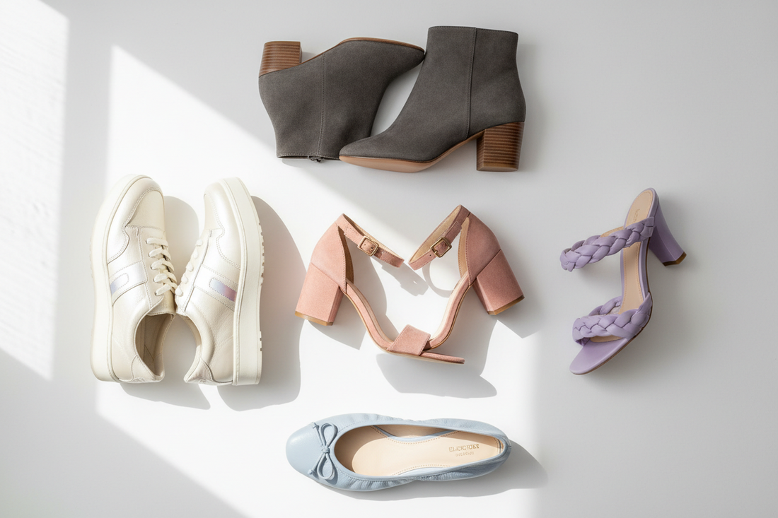 Premium women's shoes collection featuring block heel sandals, platform sneakers, mule sandals, ankle boots and ballet flats | Soleavy
